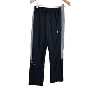 Under Armour Boy's Black And Gray Loose Fit Elastic Waist Track Pants Size YLG